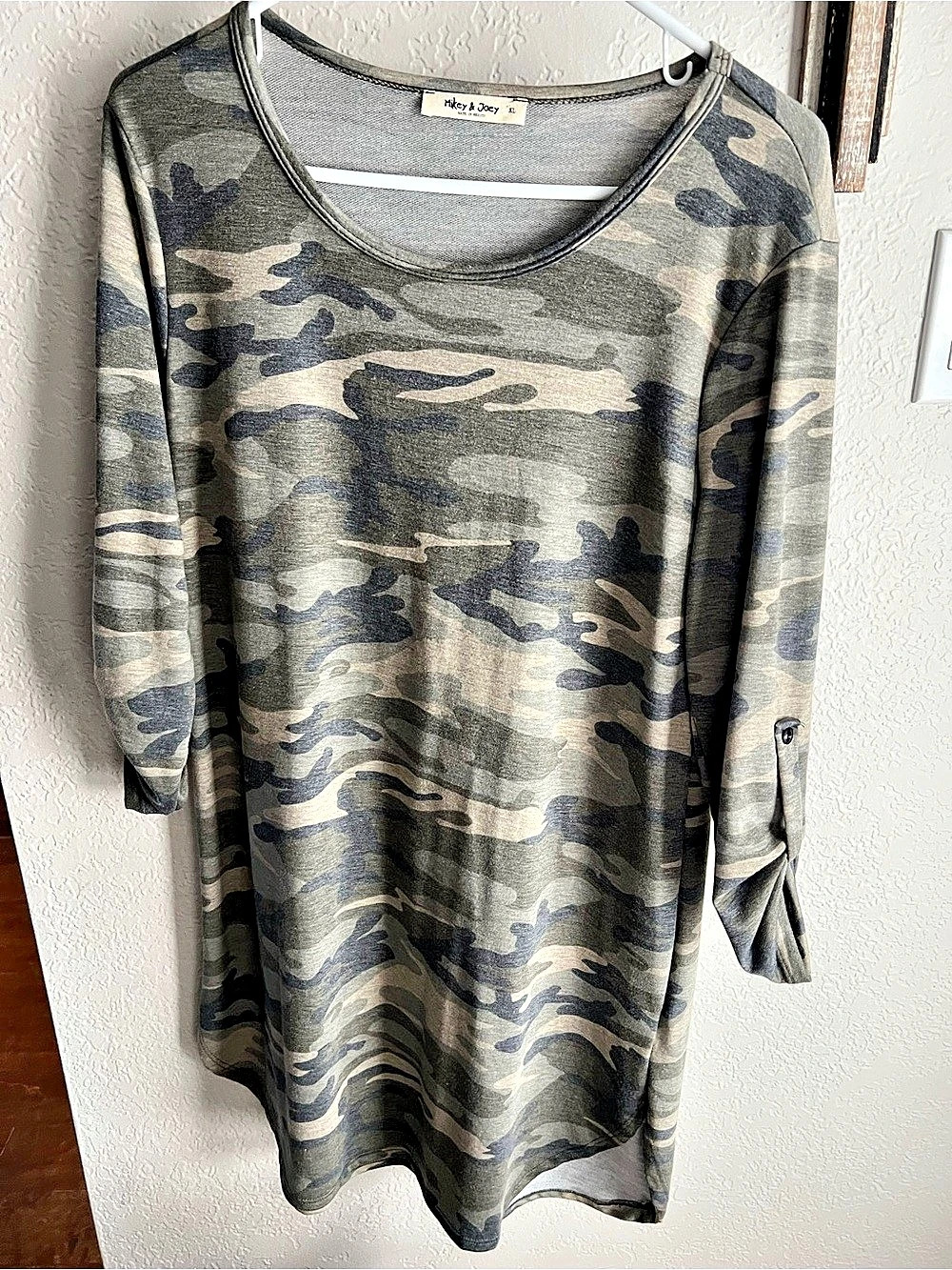 Mikey & Joey Camo Mini Dress/Shirt in Gray & Green Size XL